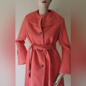 Vintage Bebe coral wool boucle coat